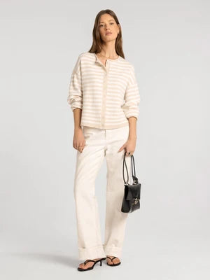 Thread & Supply: Dover Cardigan in Beige White Stripe