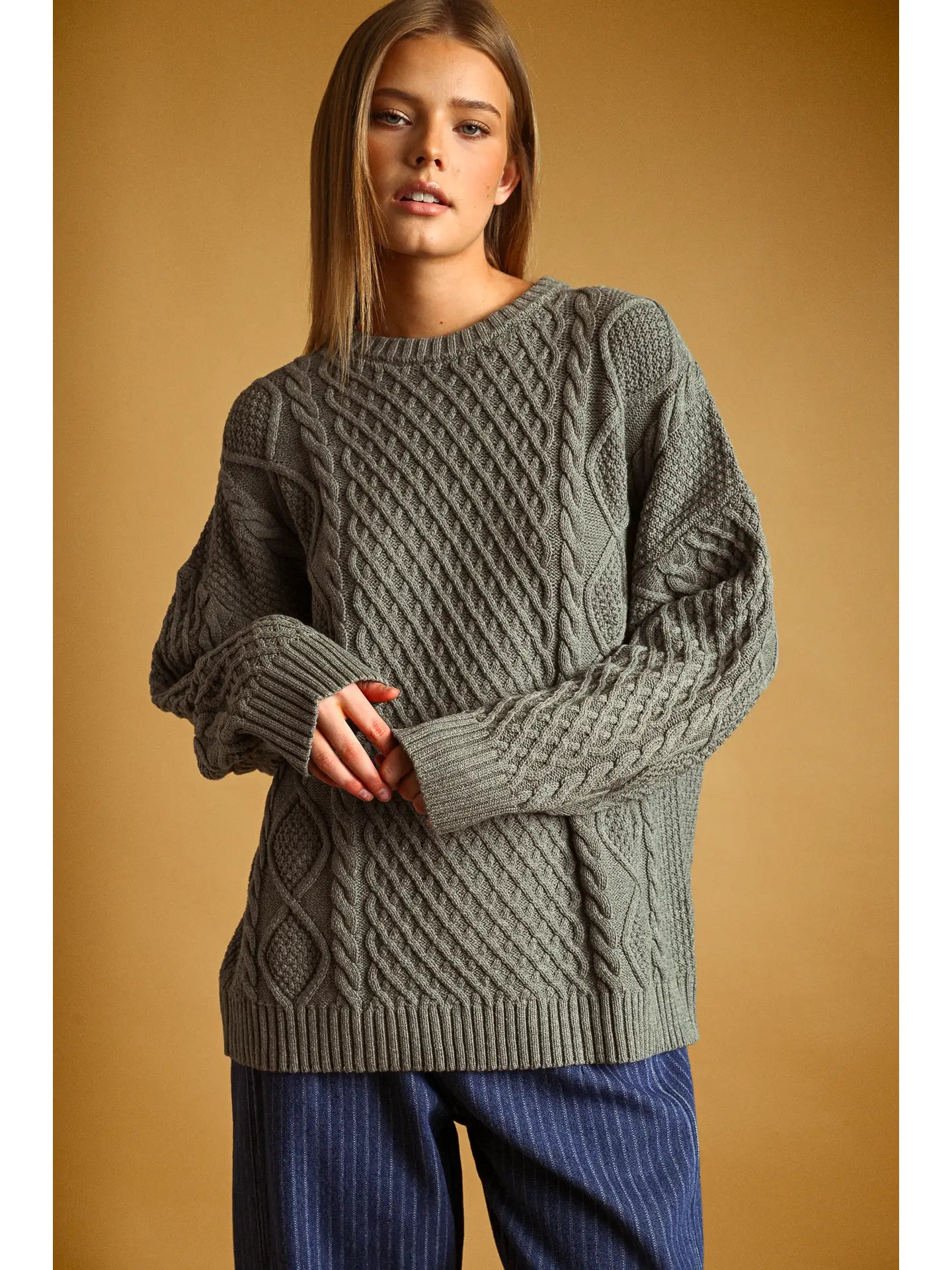 Cable Sweater in Grey