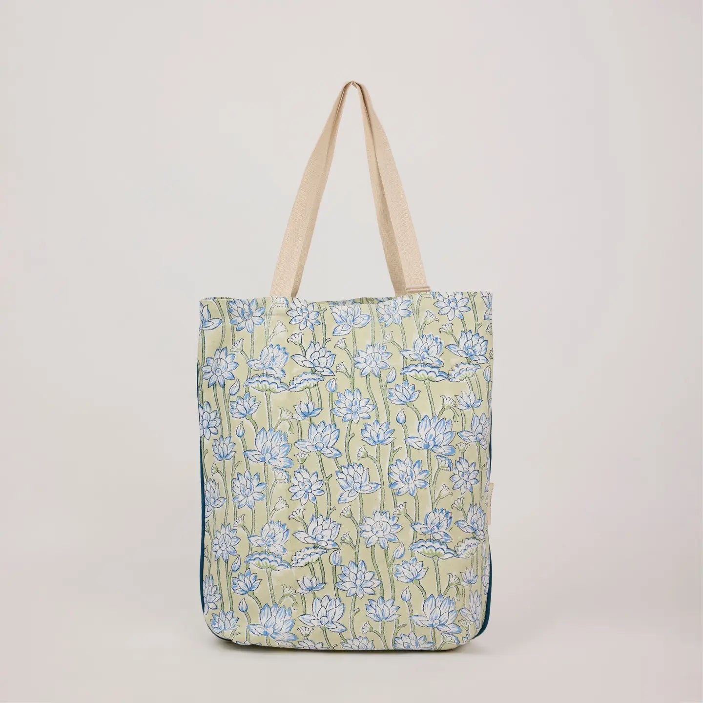 Cotton Tote Bag in Lotus Indigo