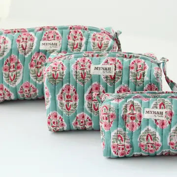 Turquoise Bouquet Cosmetic Bag