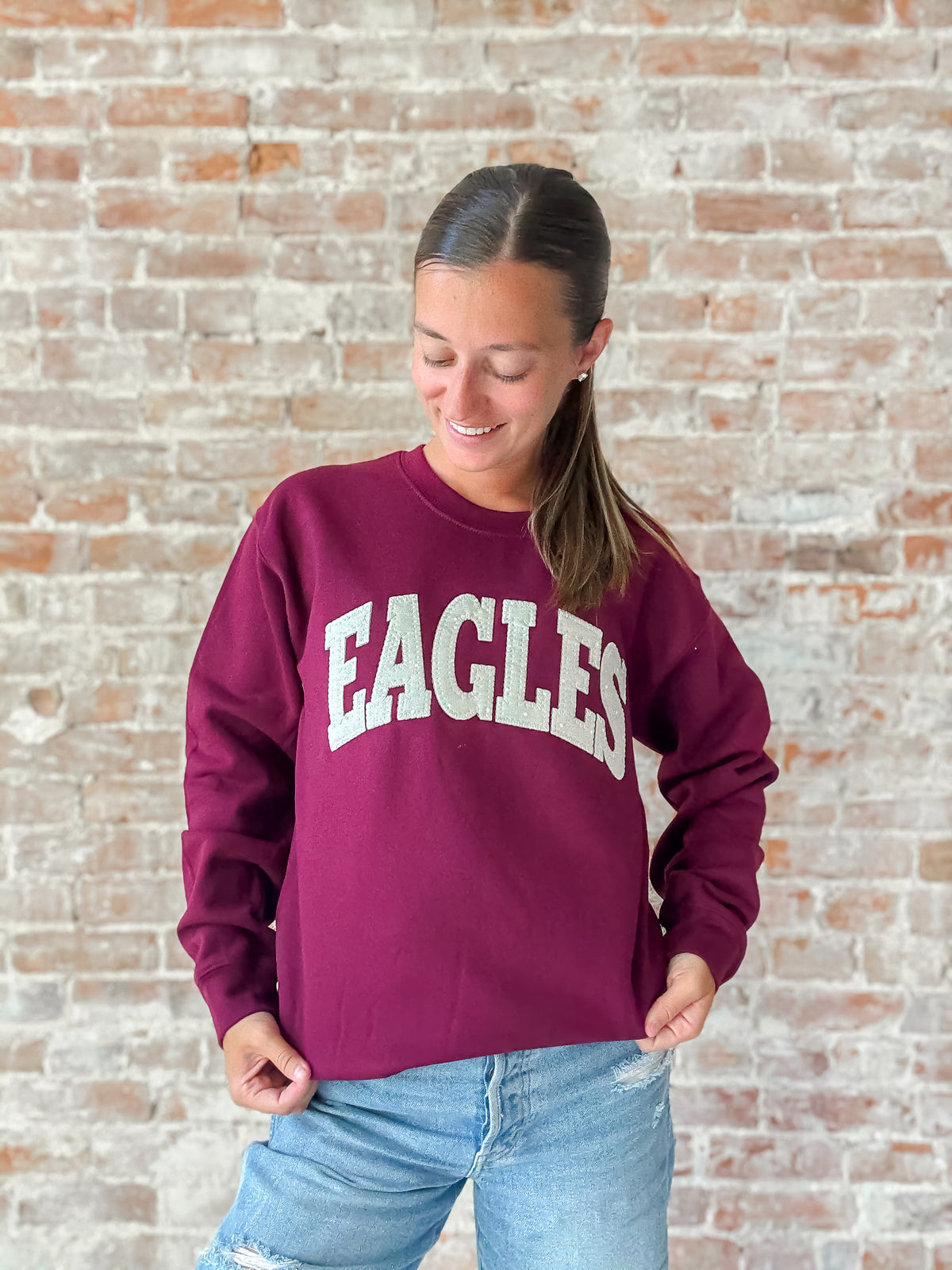 Eagles Crewneck in Maroon/Cream