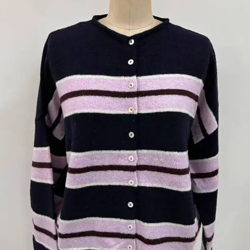 Piper Cardigan : Varsity Stripe in Navy