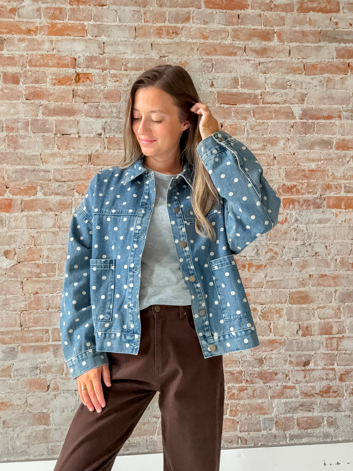 Polka Dot Denim Jacket