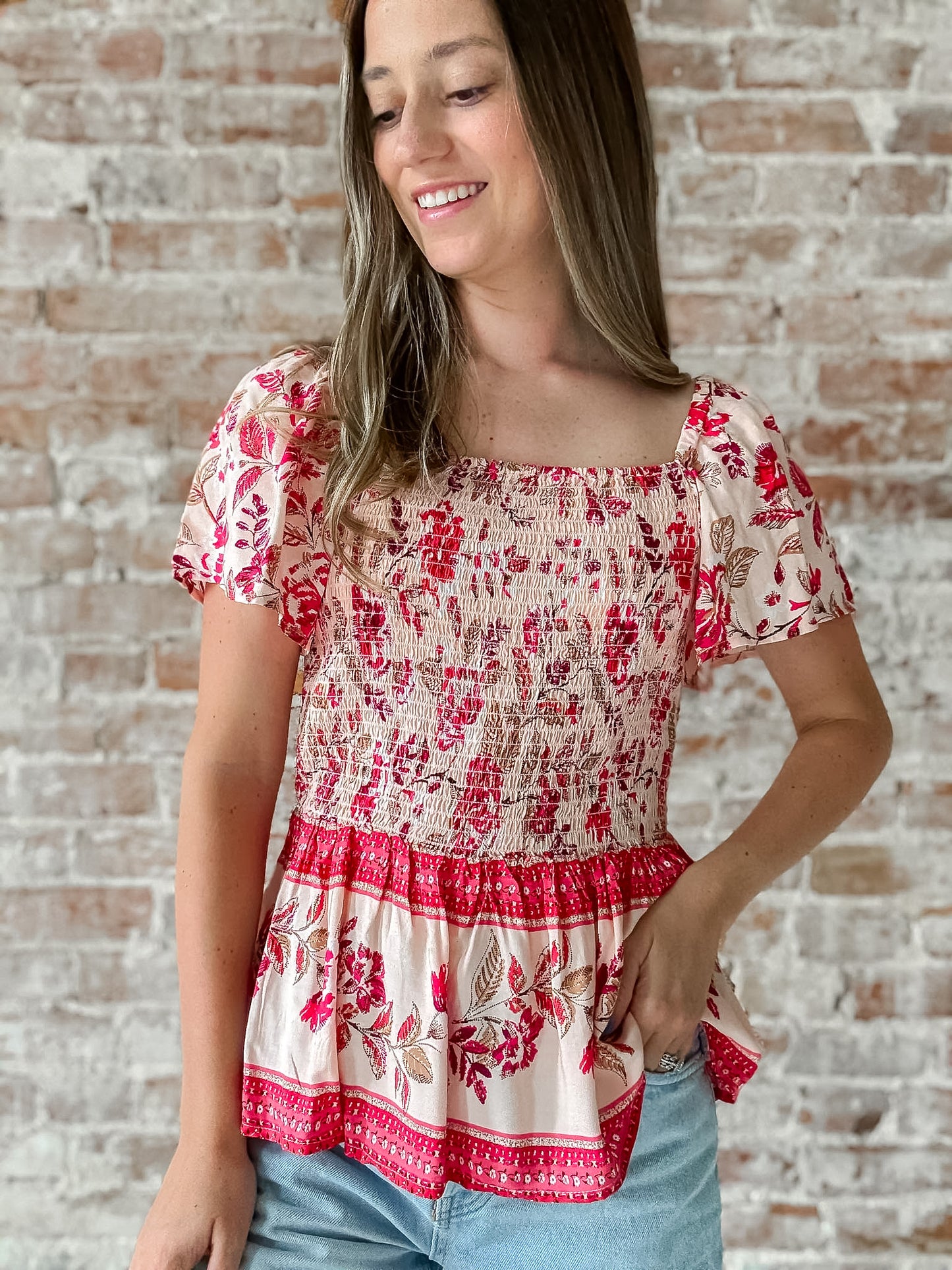 Cassandra Top in Coral