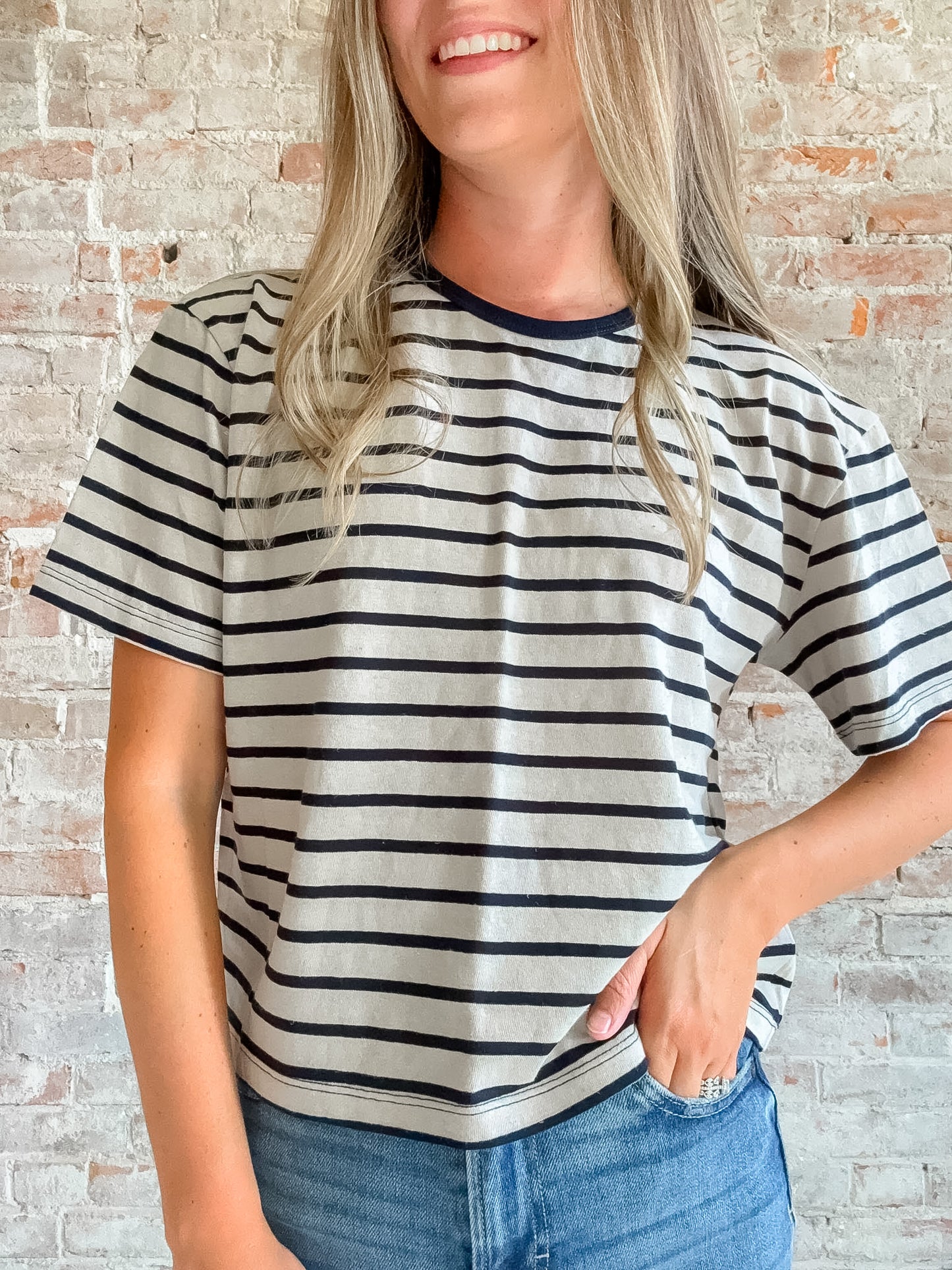 Essential Stripe Tee in Navy