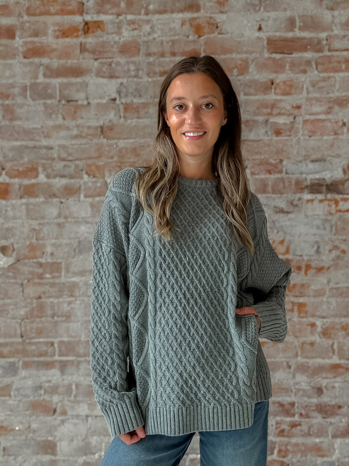 Cable Sweater in Grey