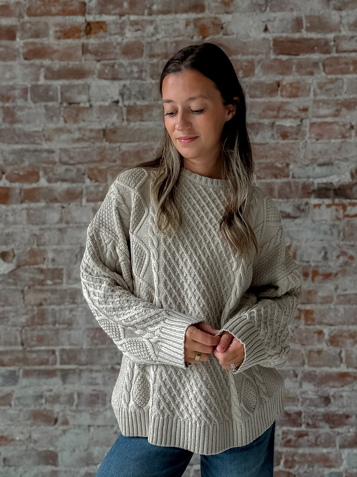 Cable Sweater in Beige