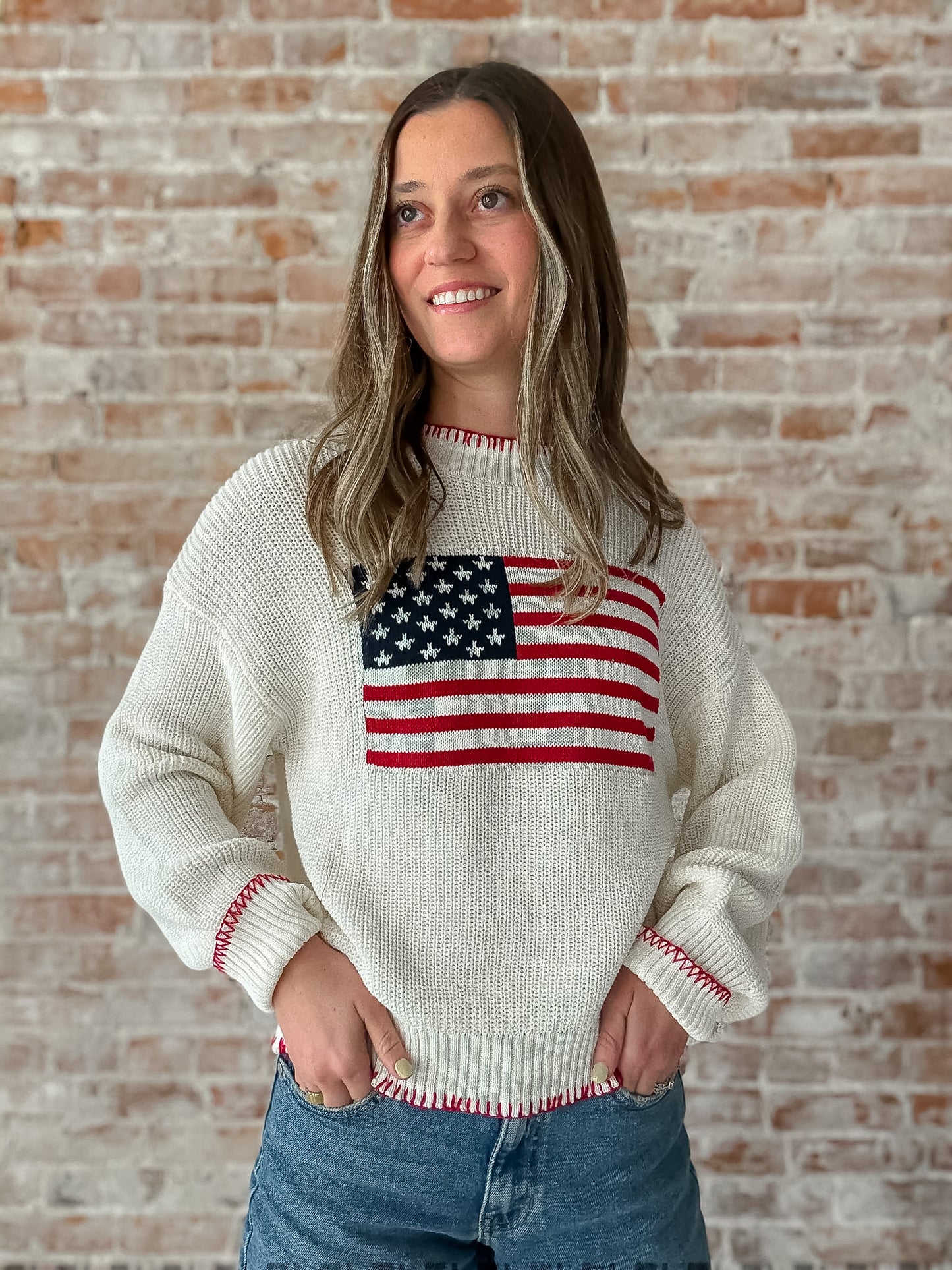 Flag Sweater in Ivory