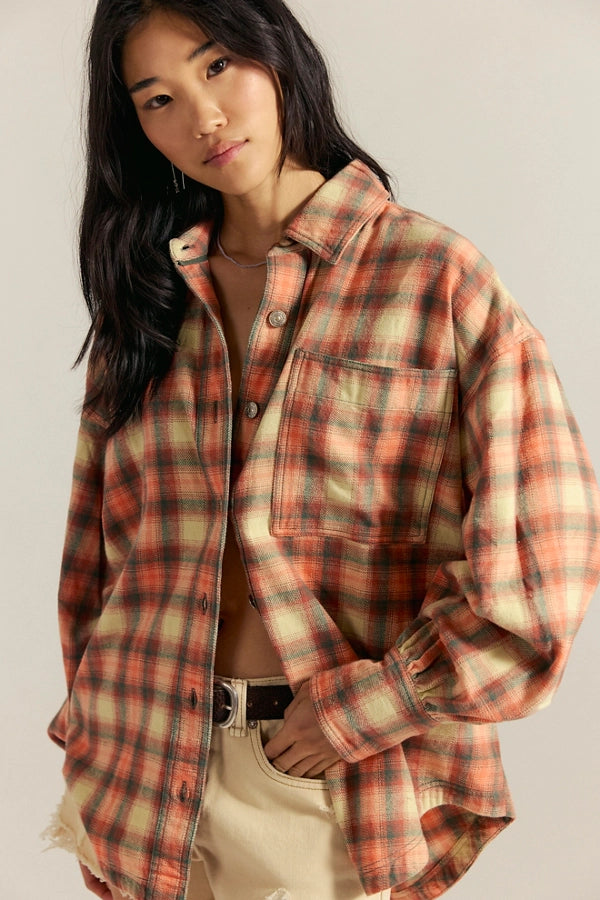 Free People : Ashley Flannel in Sand Combo