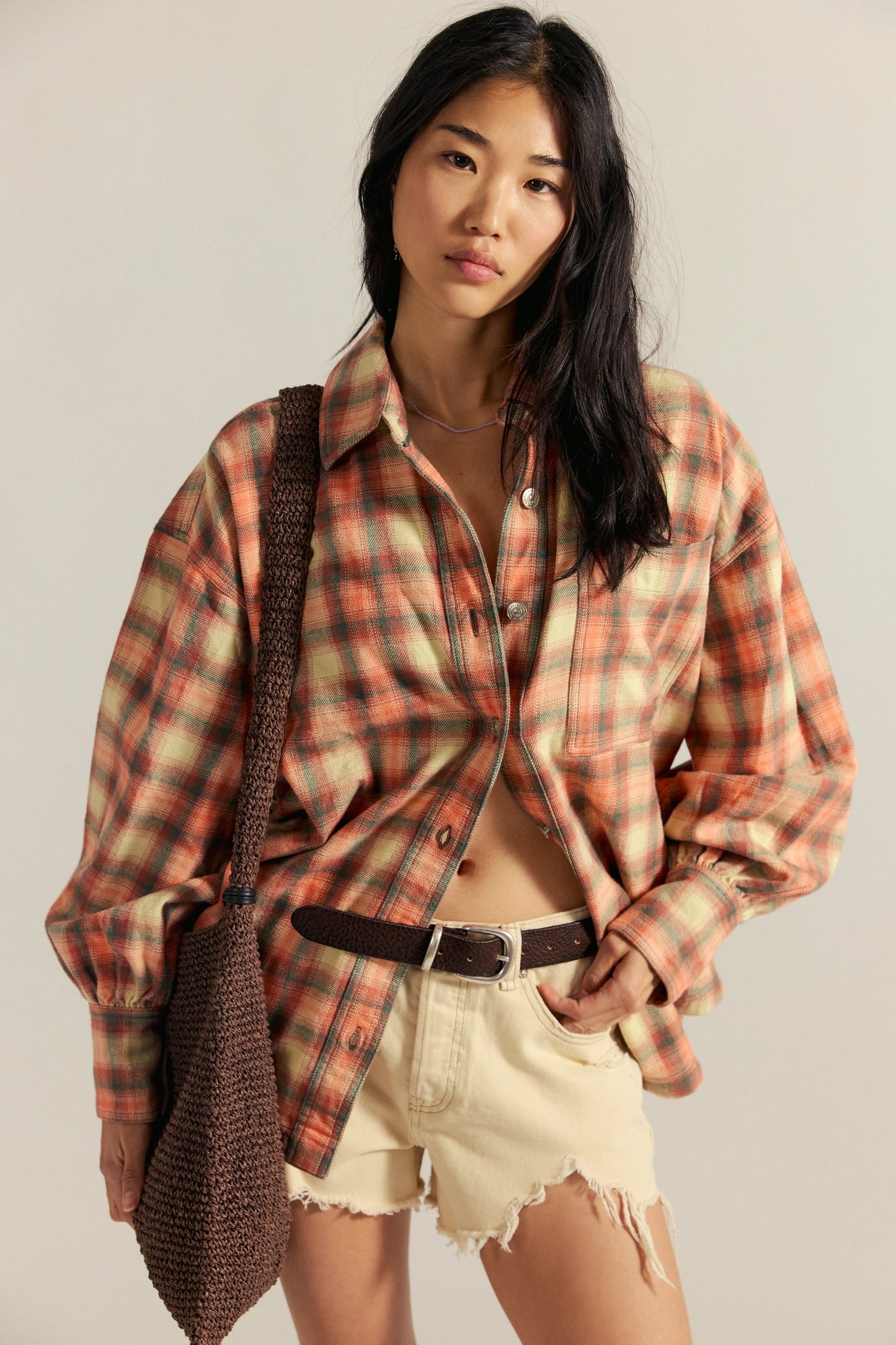Free People : Ashley Flannel in Sand Combo