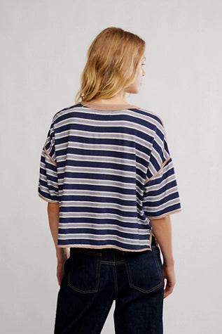 Free People : Clean Rugby Tee in Navy Combo