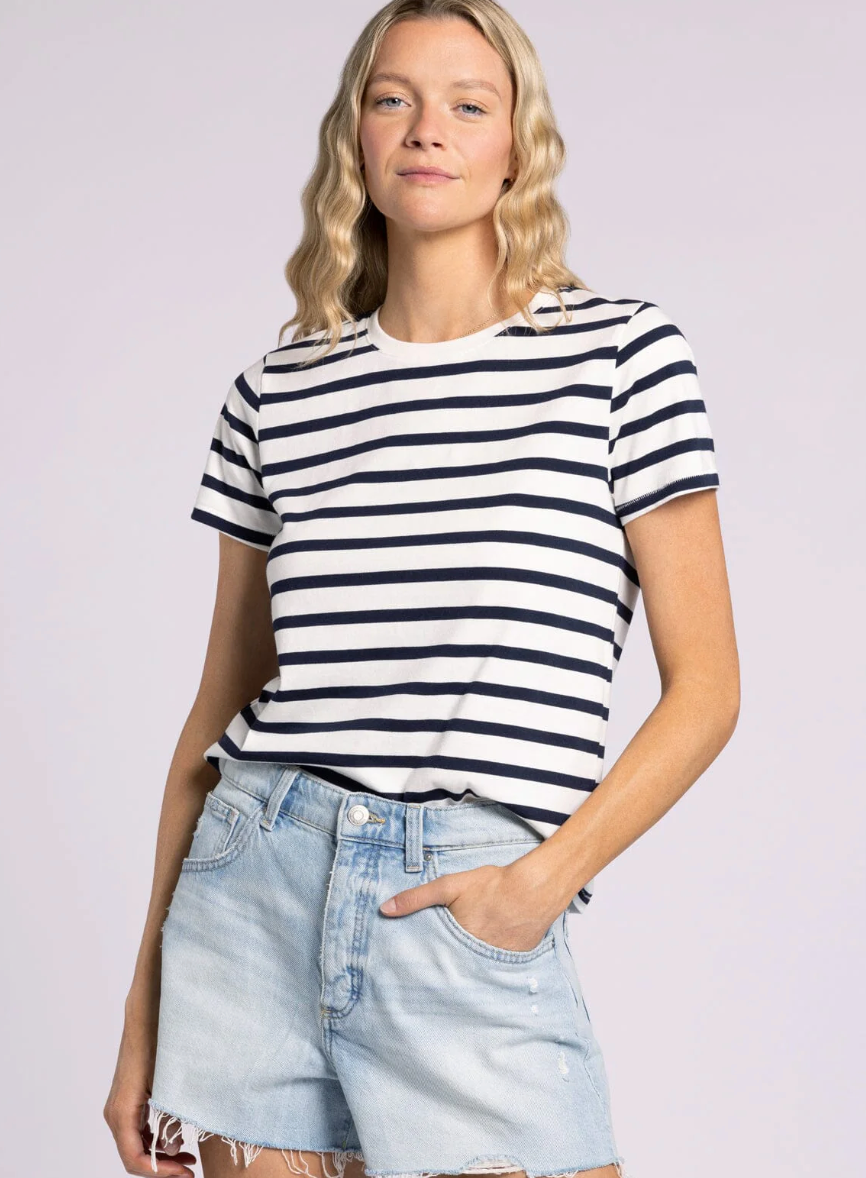 Asher Tee : White Navy