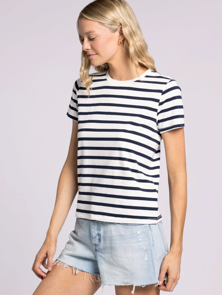Asher Tee : White Navy