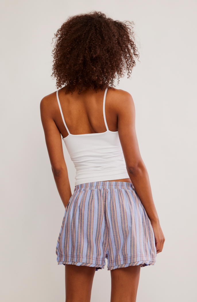 Free People : Day to Day Flannel Boxer in Blue Combo