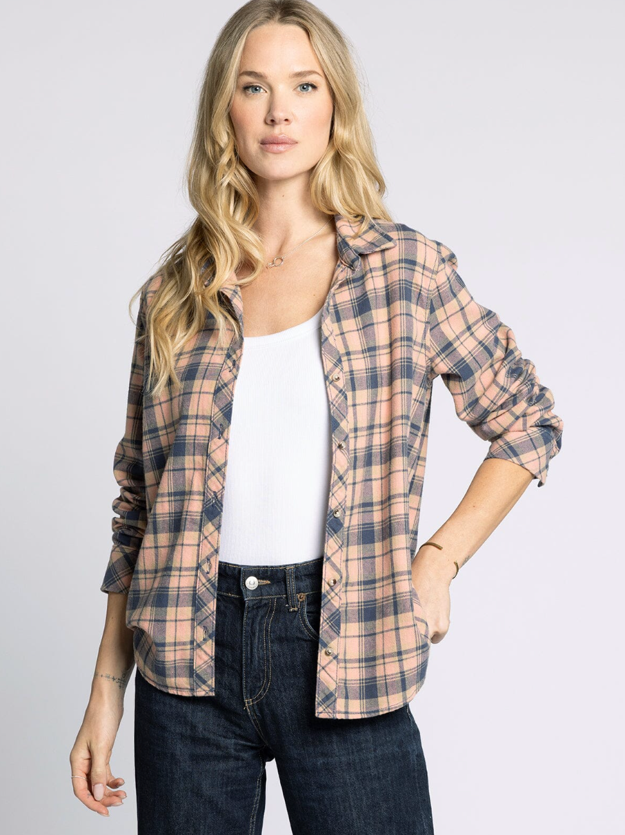 Trudy Shirt : Navy/Pink Plaid