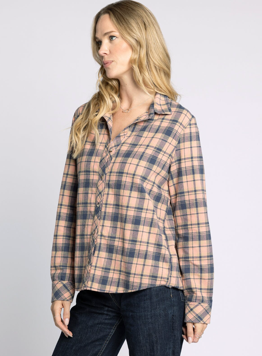 Trudy Shirt : Navy/Pink Plaid