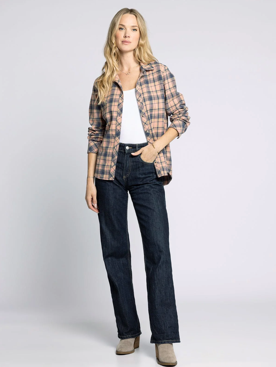 Trudy Shirt : Navy/Pink Plaid