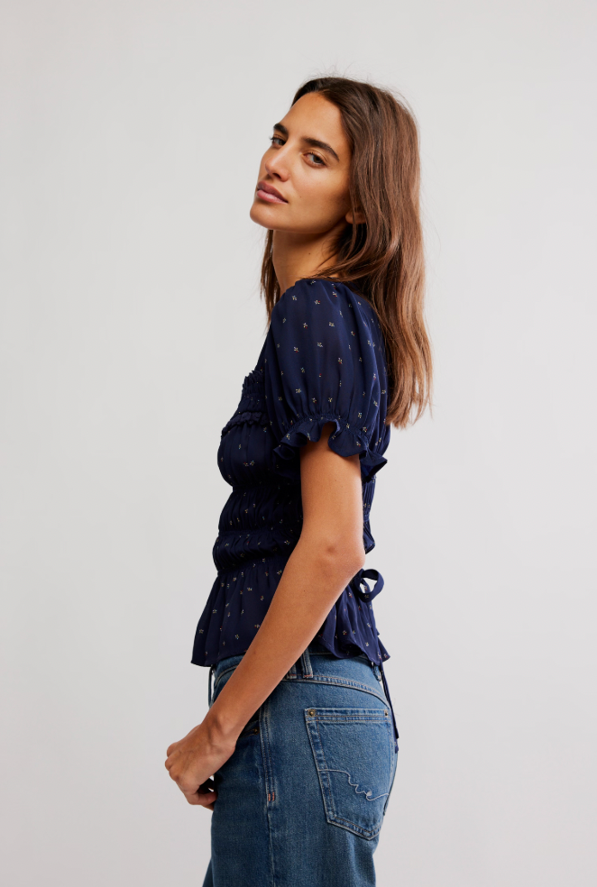 Free People : Adore You Blouse in Peacoat Combo