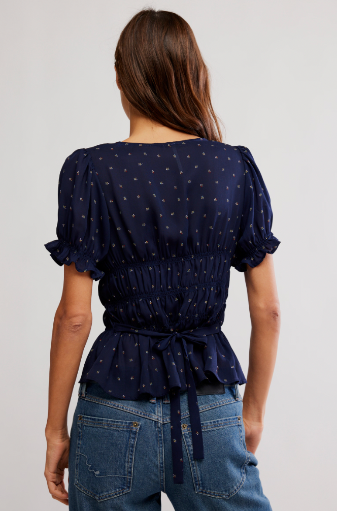 Free People : Adore You Blouse in Peacoat Combo