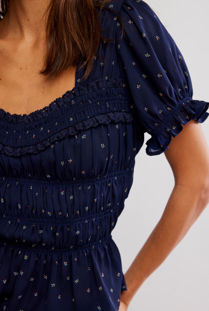 Free People : Adore You Blouse in Peacoat Combo