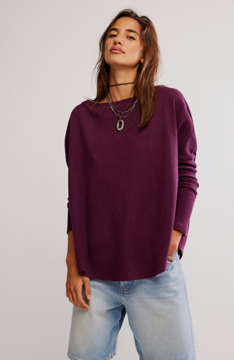 Free People : Latte Blues Thermal in Chocolate Grape