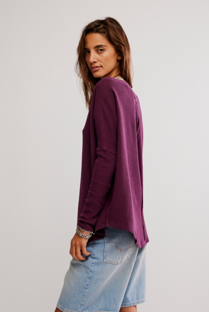 Free People : Latte Blues Thermal in Chocolate Grape
