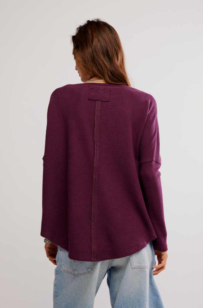 Free People : Latte Blues Thermal in Chocolate Grape