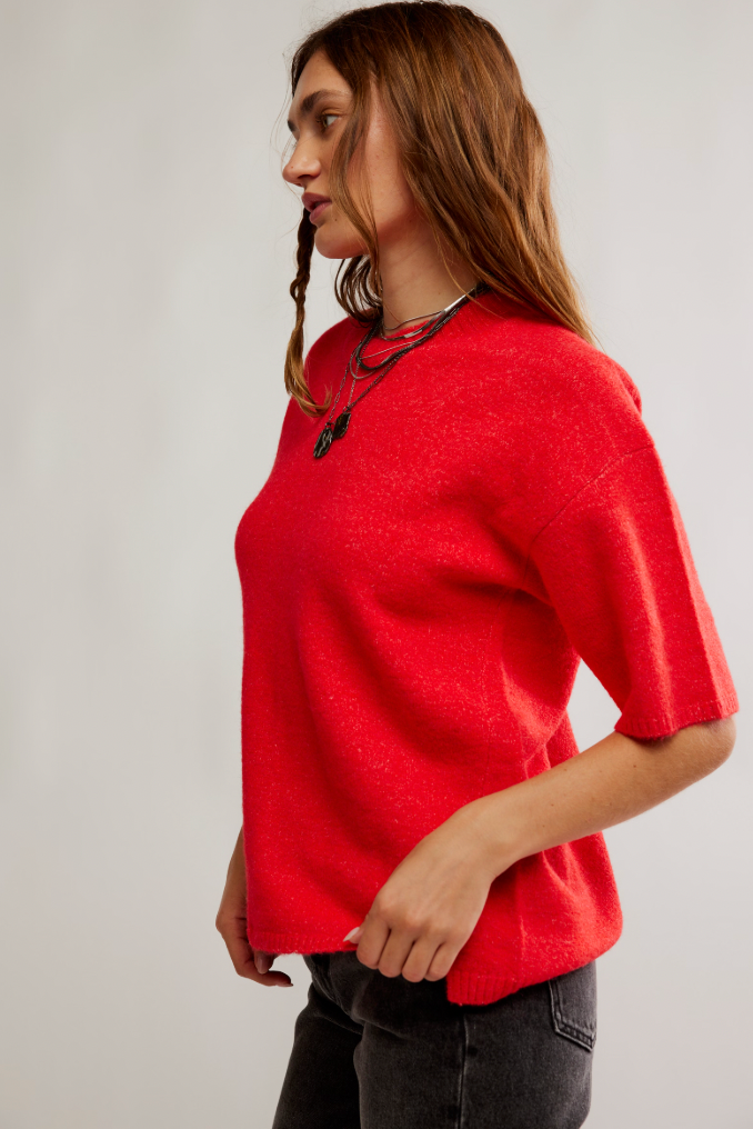 Free People: Margot Sweater Tee in Cherry Pop