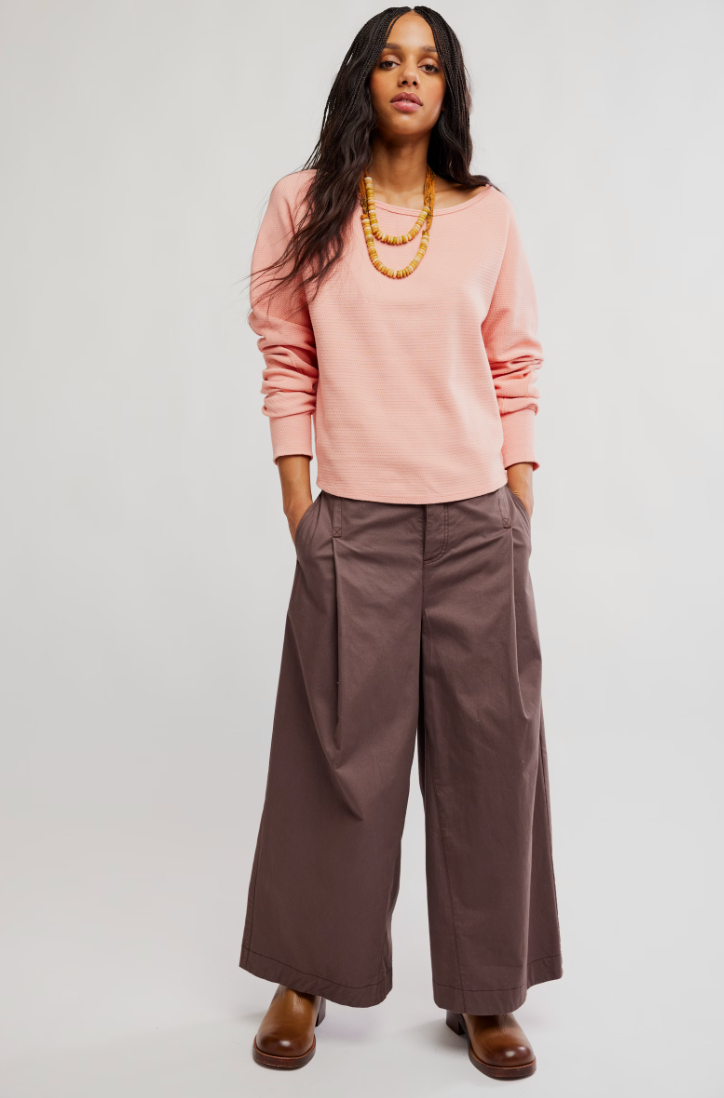 Free People: Jess Long Sleeve in Coral Kiss