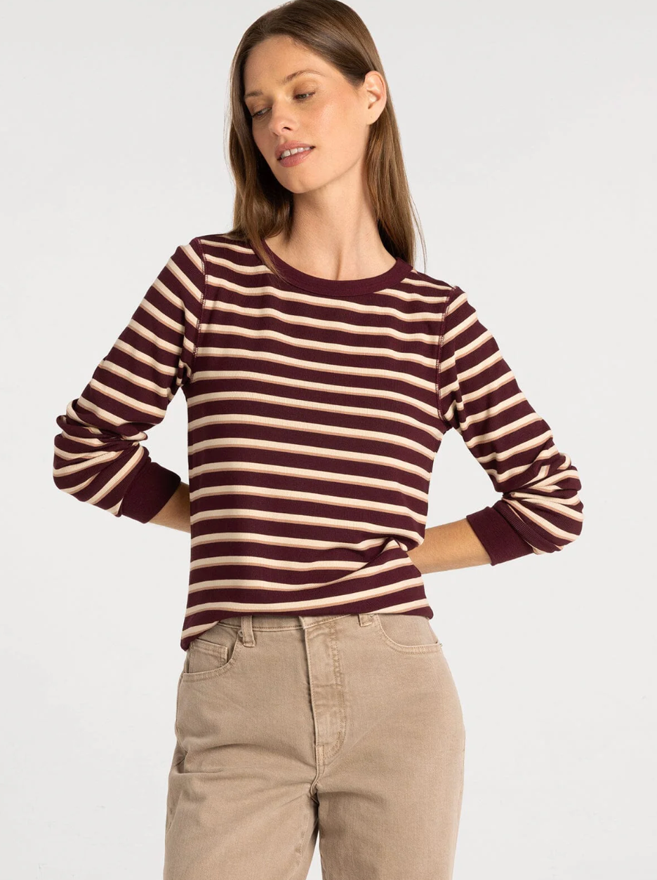 Thread & Supply : Stacey Top in Maroon Stripe