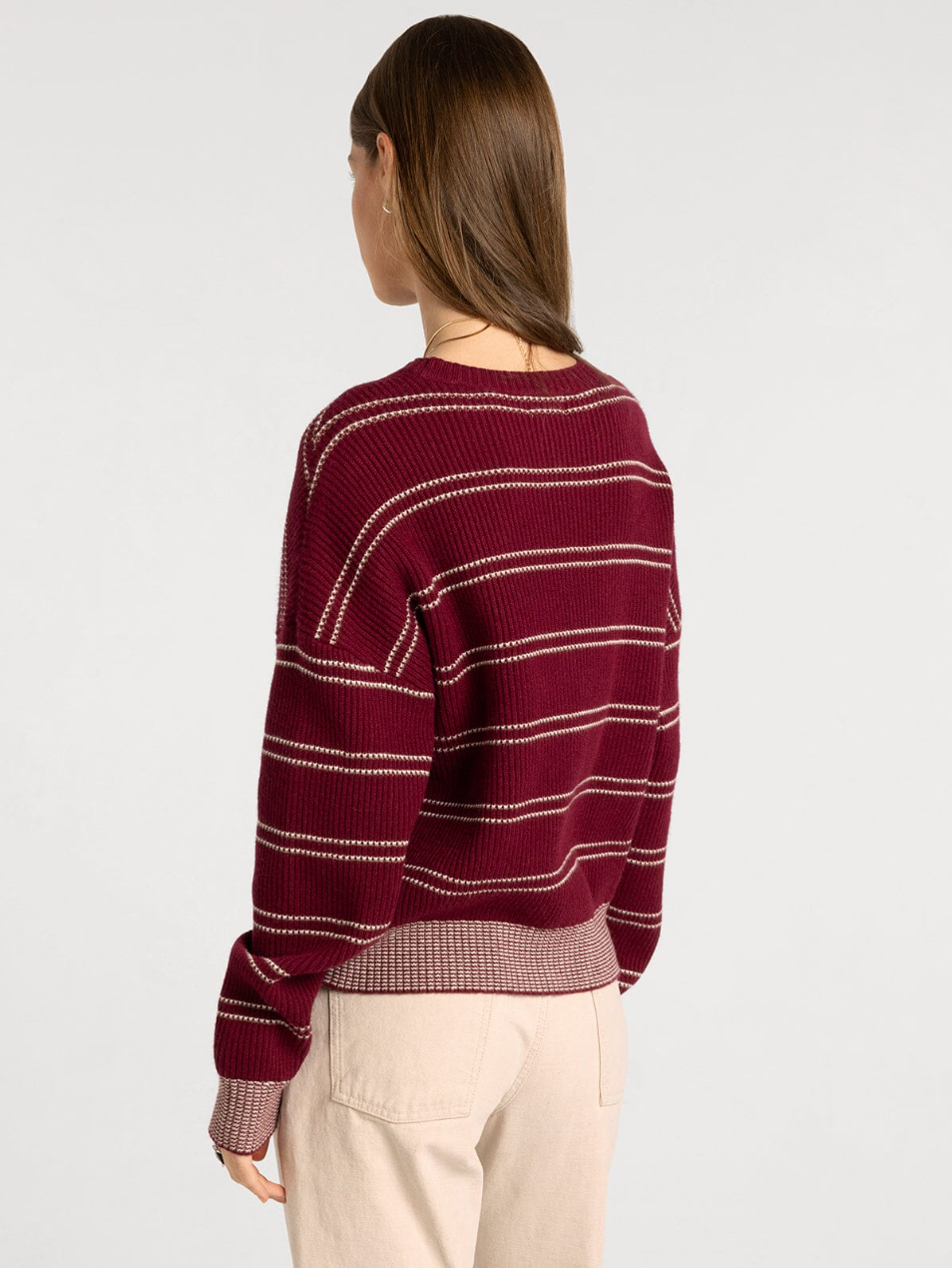Thread & Supply : Ely Sweater in Wine Ivory Stripe