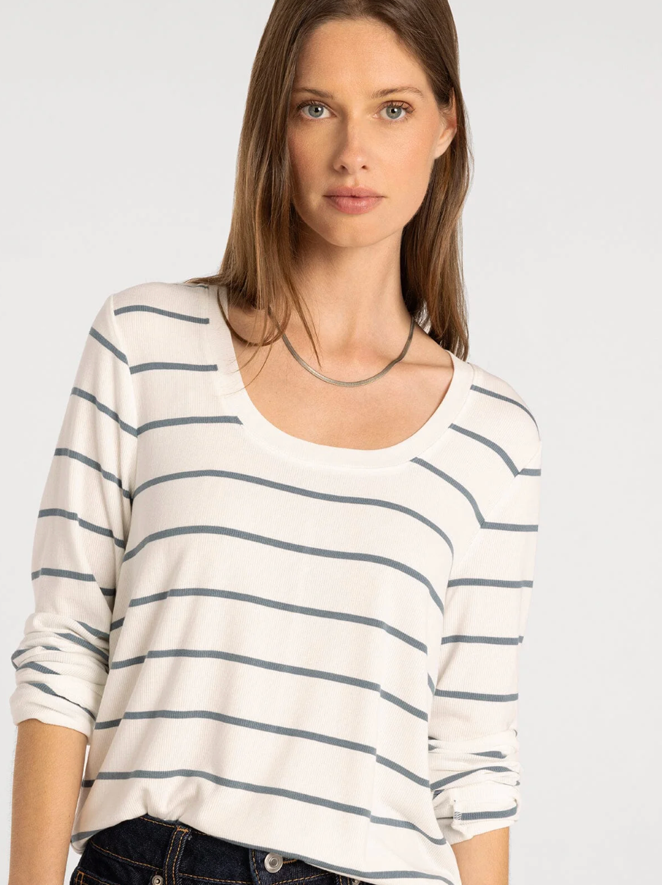 Thread & Supply: Lauren Top in White Sage Stripe