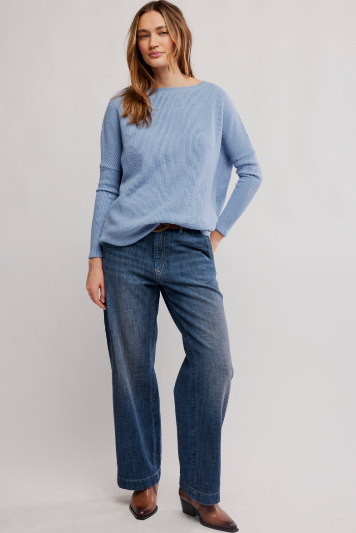 Free People: Latte Blues Thermal in Autumn Sky