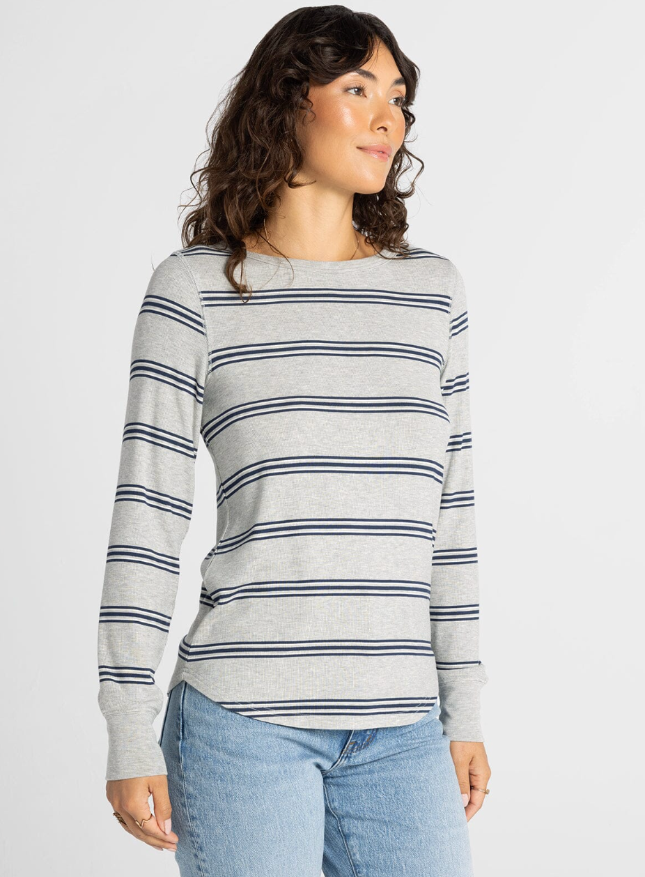 Thread & Supply : Stacey Top in Grey Multi Stripe