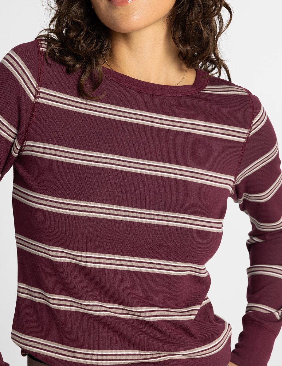 Thread & Supply : Stacey Top in Maroon Multi Stripe
