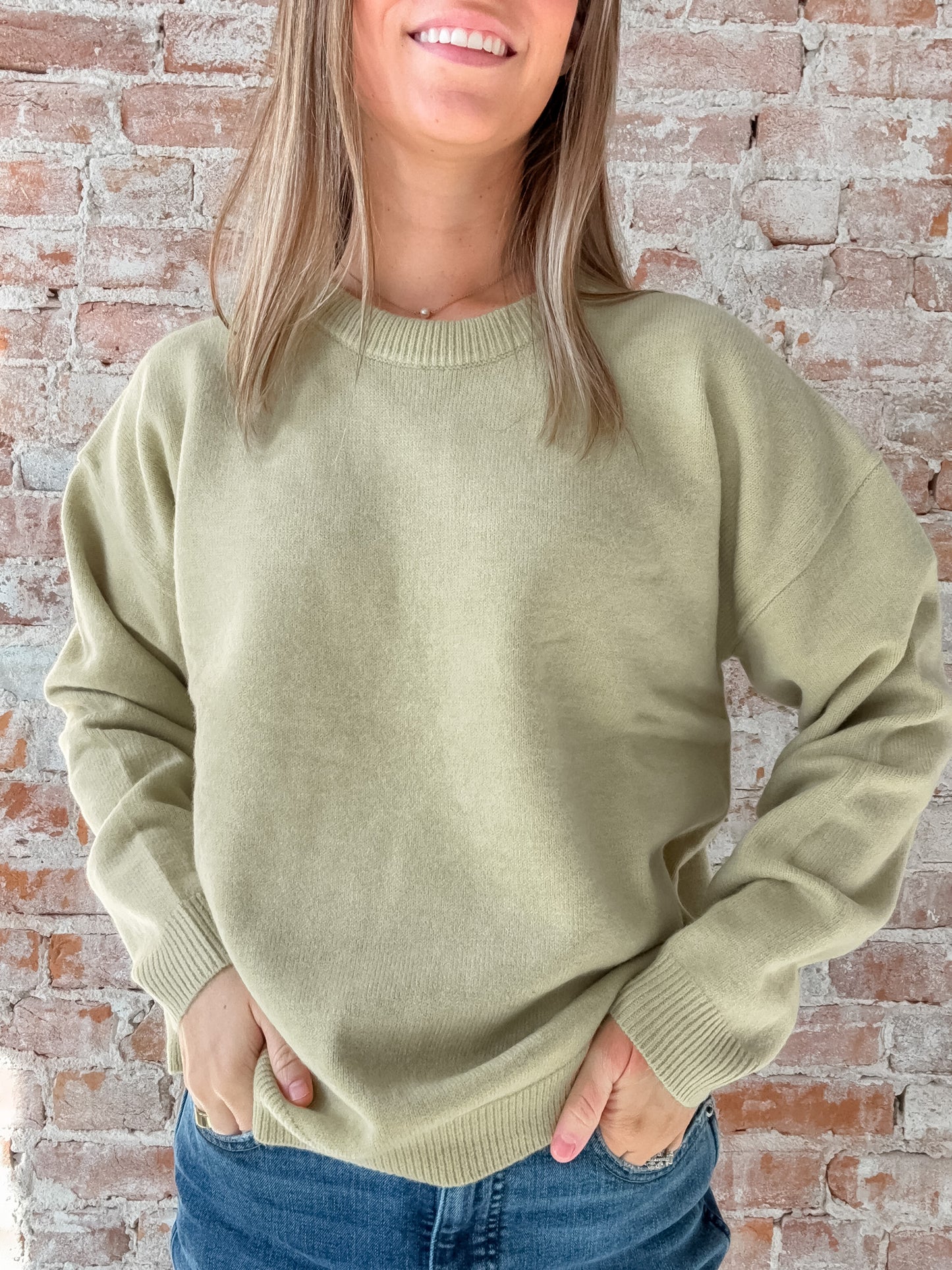 light green sage sweater