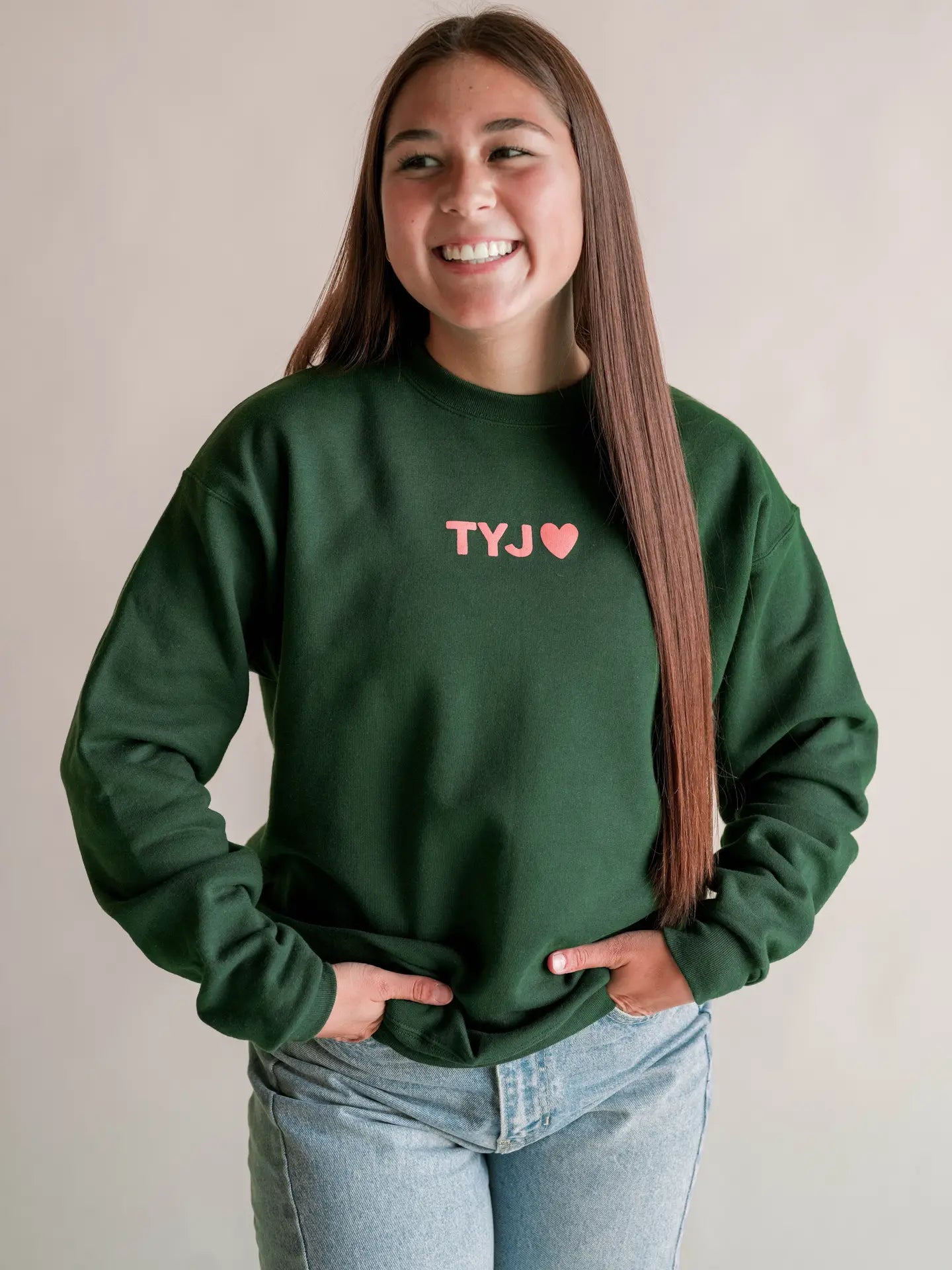 'TYJ" FRONT SIDE graphic crewneck sweatshirt