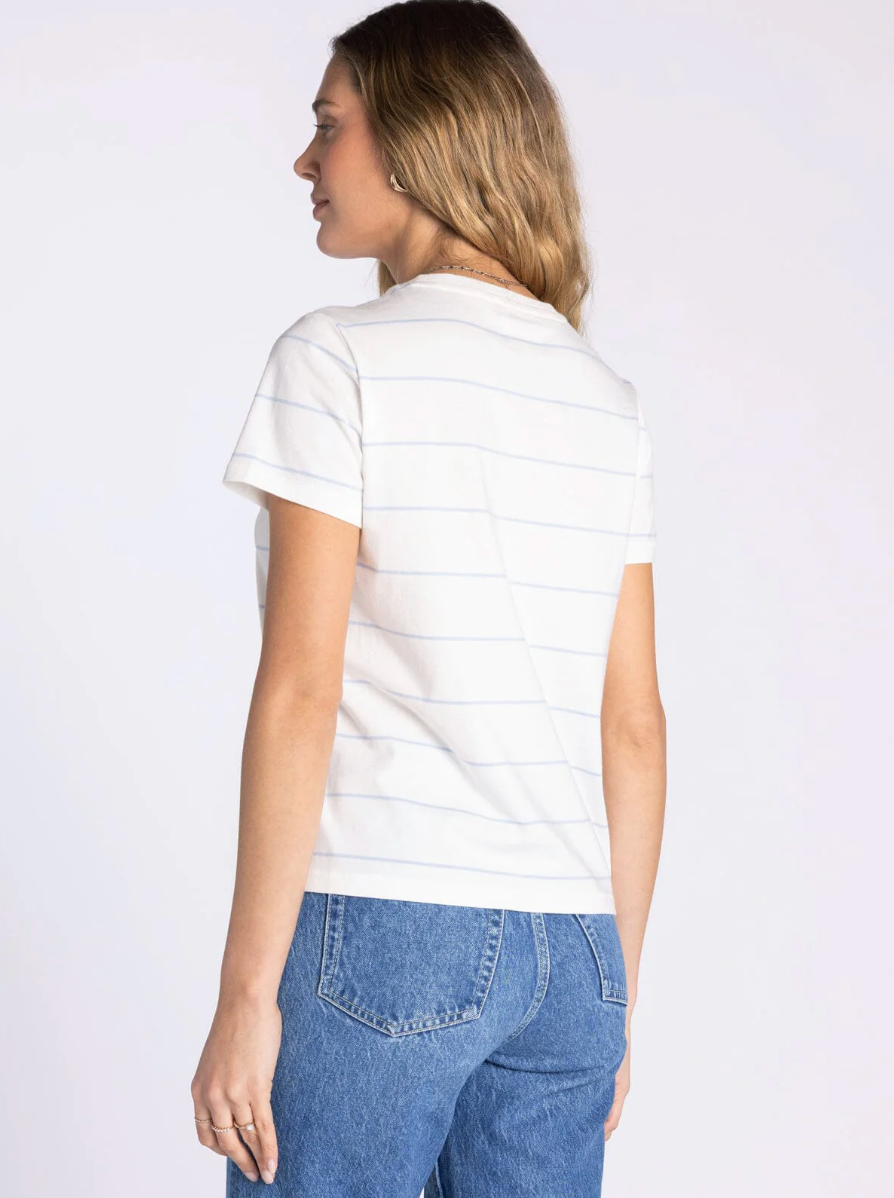 Thread & Supply: Asher Tee in Ivory Blue Stripe