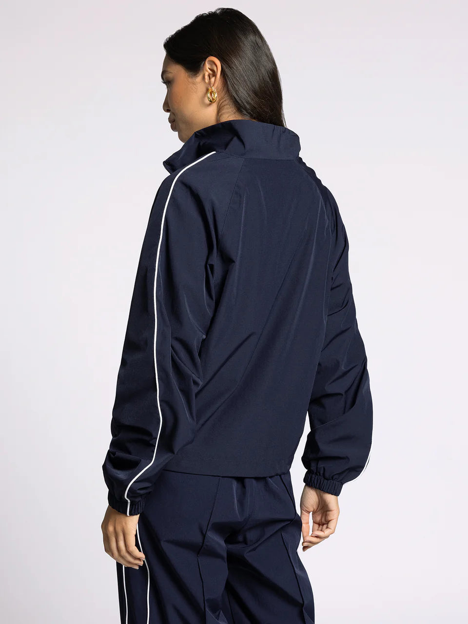 navy nylon zip jacket