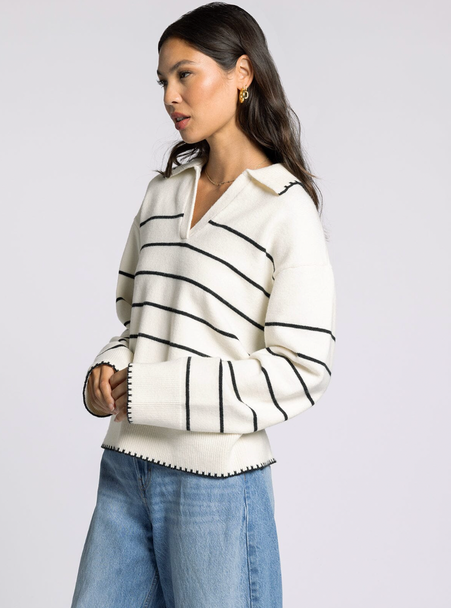 cream and black stripe sweater