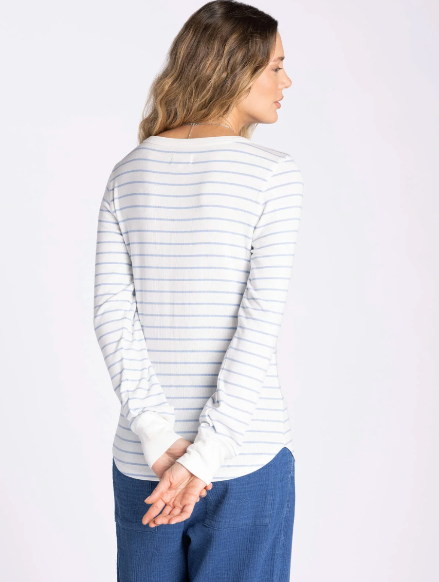 Thread & Supply : Stacey Top in Ivory Blue Stripe