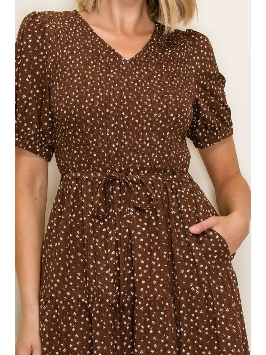 Brown Floral Dress