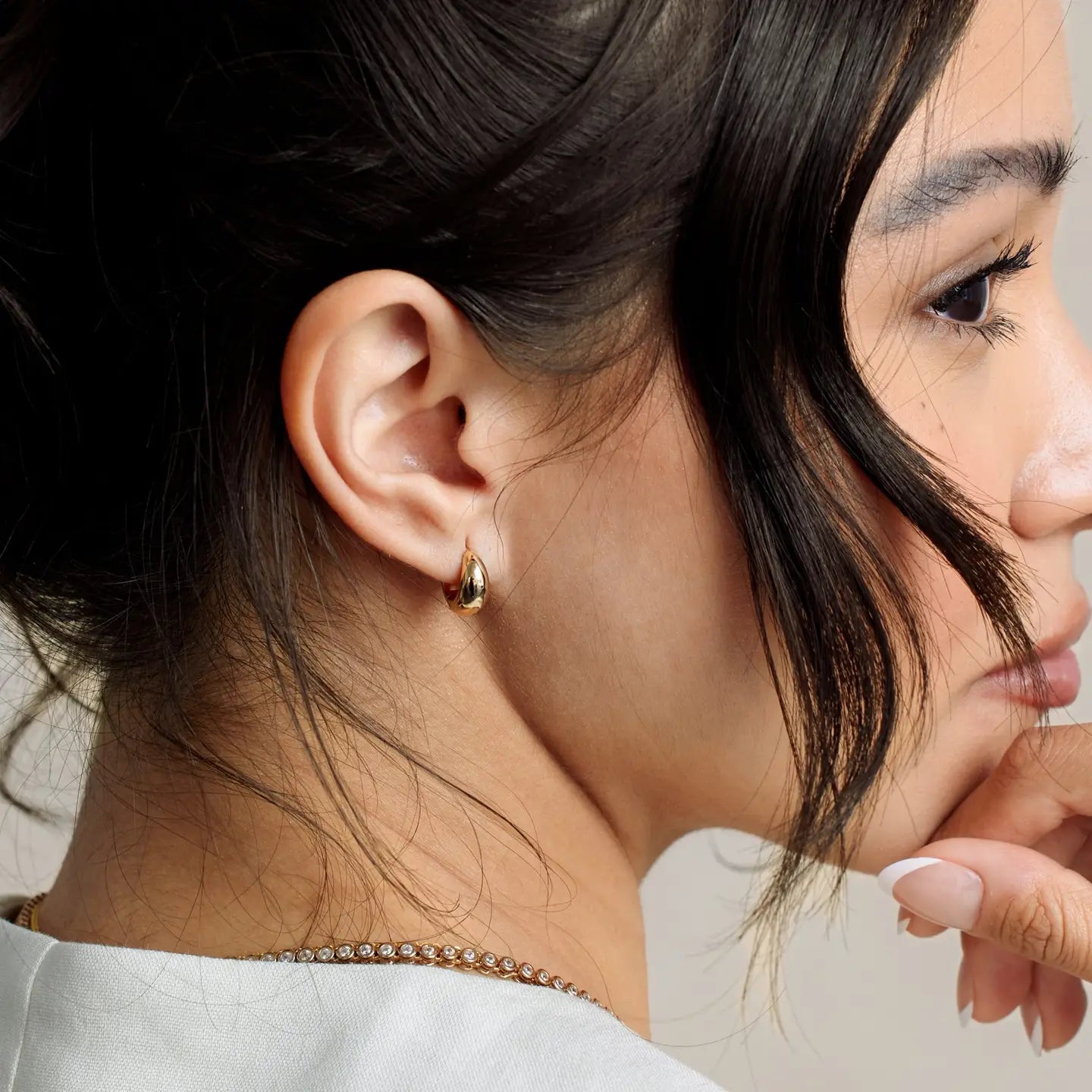 gold huggie hoop earrings