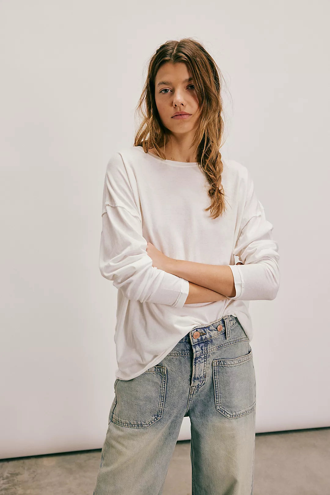 Free People: Nina Long Sleeve Tee in Ivory