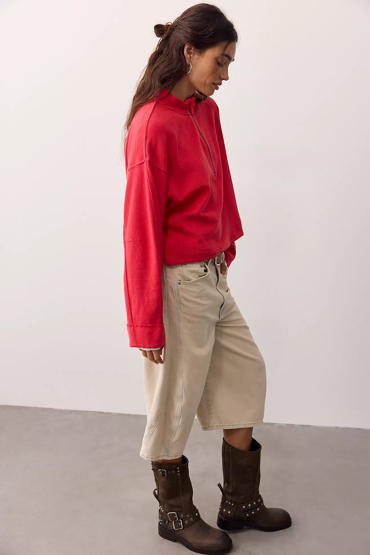 Free People: Celeste 1/4 Zip in Salsa