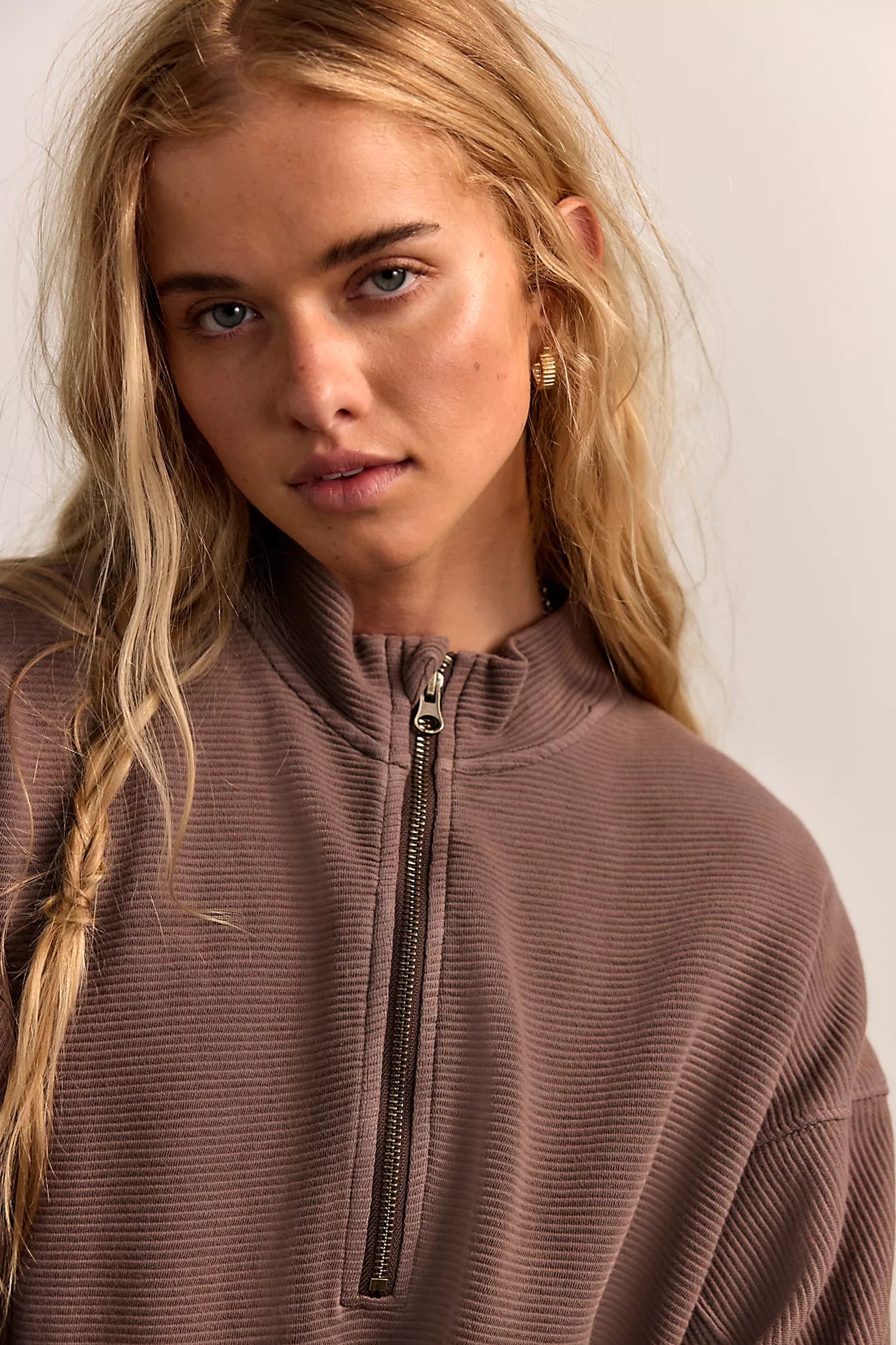 Free People: Celeste 1/4 Zip in Mochachinno