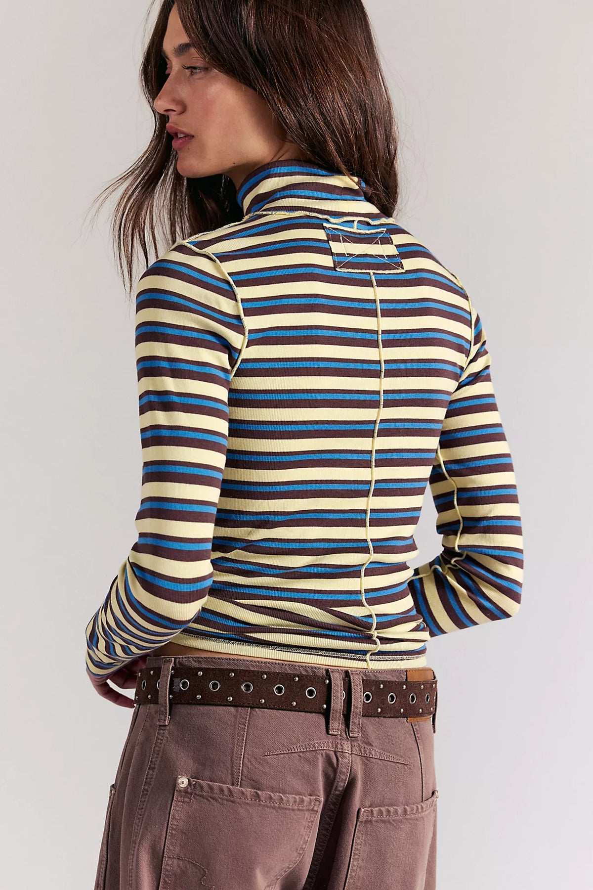 Free People: Good Good Stripe Turtleneck in Yellow Combo