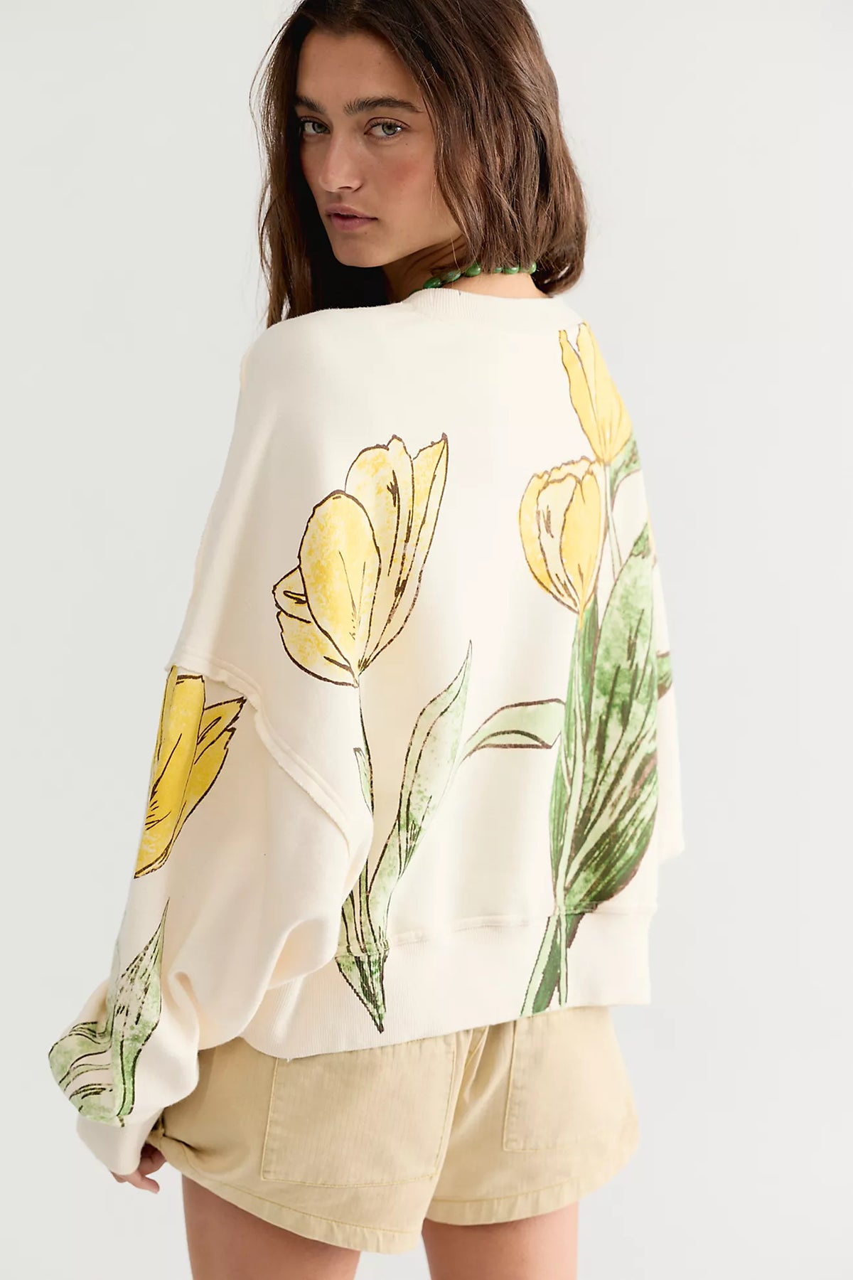 Free People: Gaia Sweatshirt in Tulip Yellow Combo