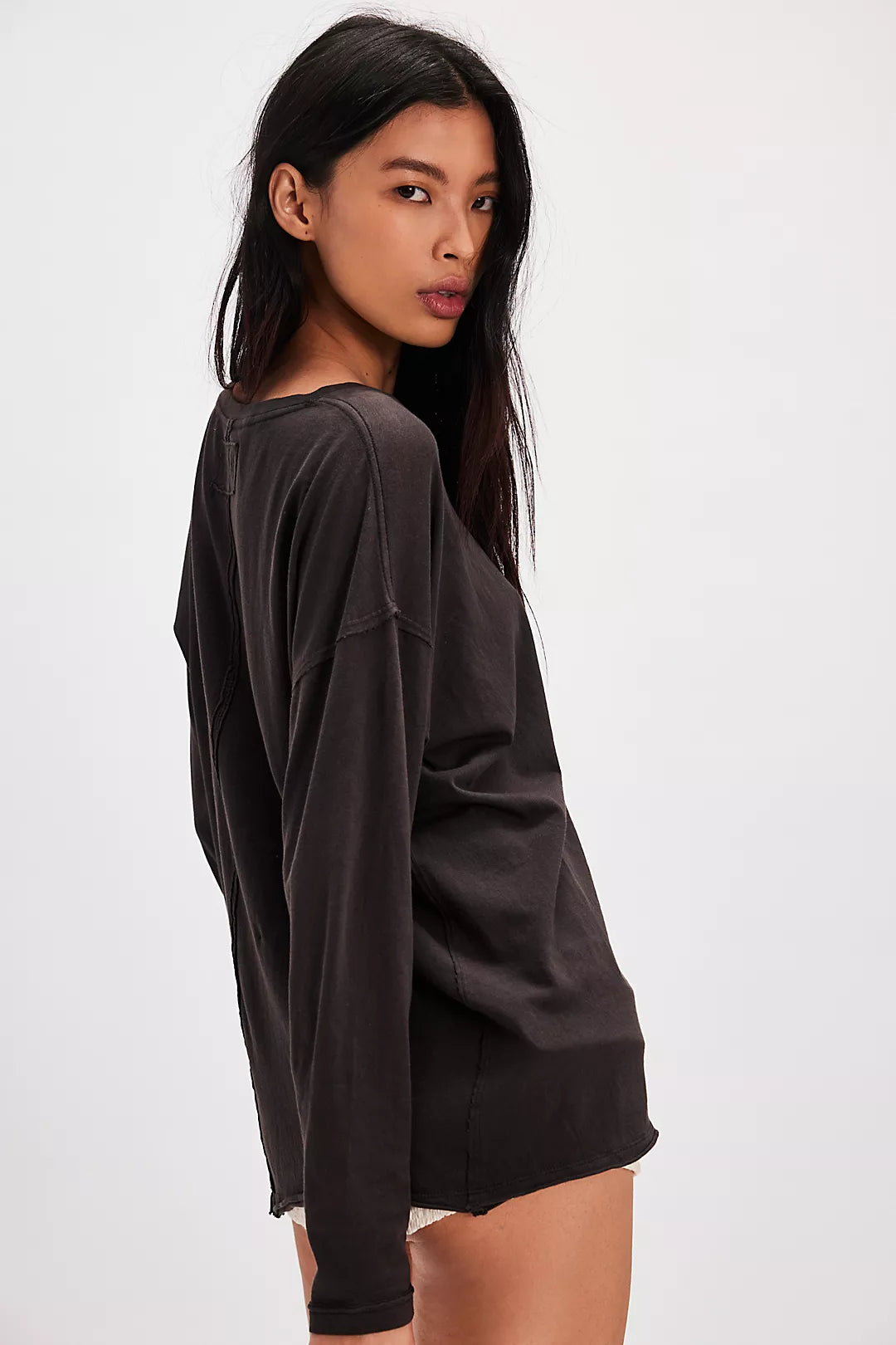 Free People: Nina Long Sleeve Tee in Noir
