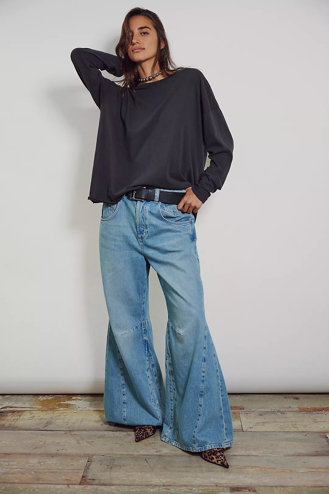 Free People: Nina Long Sleeve Tee in Noir